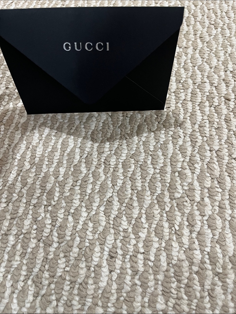 Gucci Black Envelope Gift Pouch with Silver Logo and Gucci White Gift Pouch